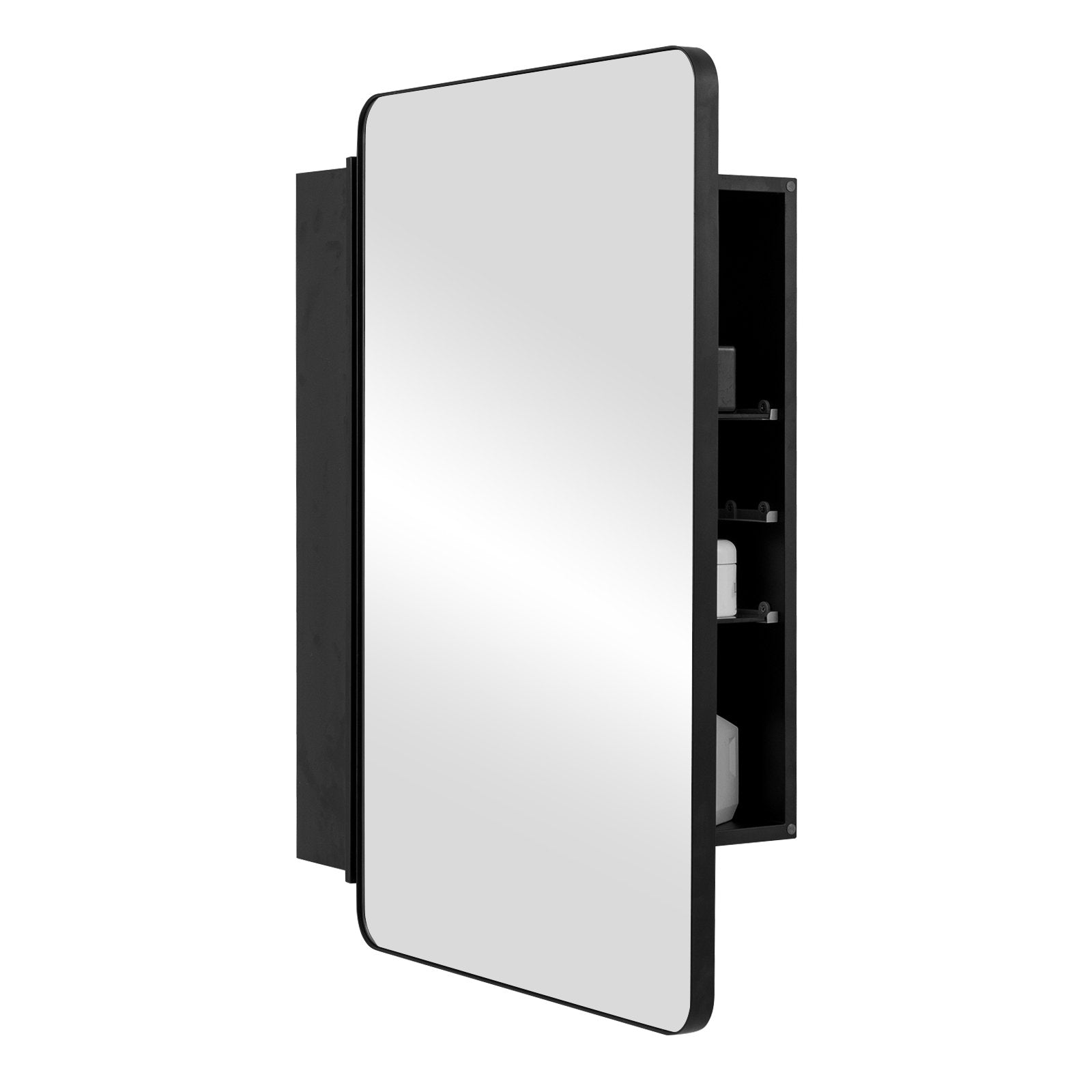 20 x30 Inch Multi-Functional Bathroom Mirror Cabinet with Adjustable Shelves, Black Wall Cabinets   at Gallery Canada