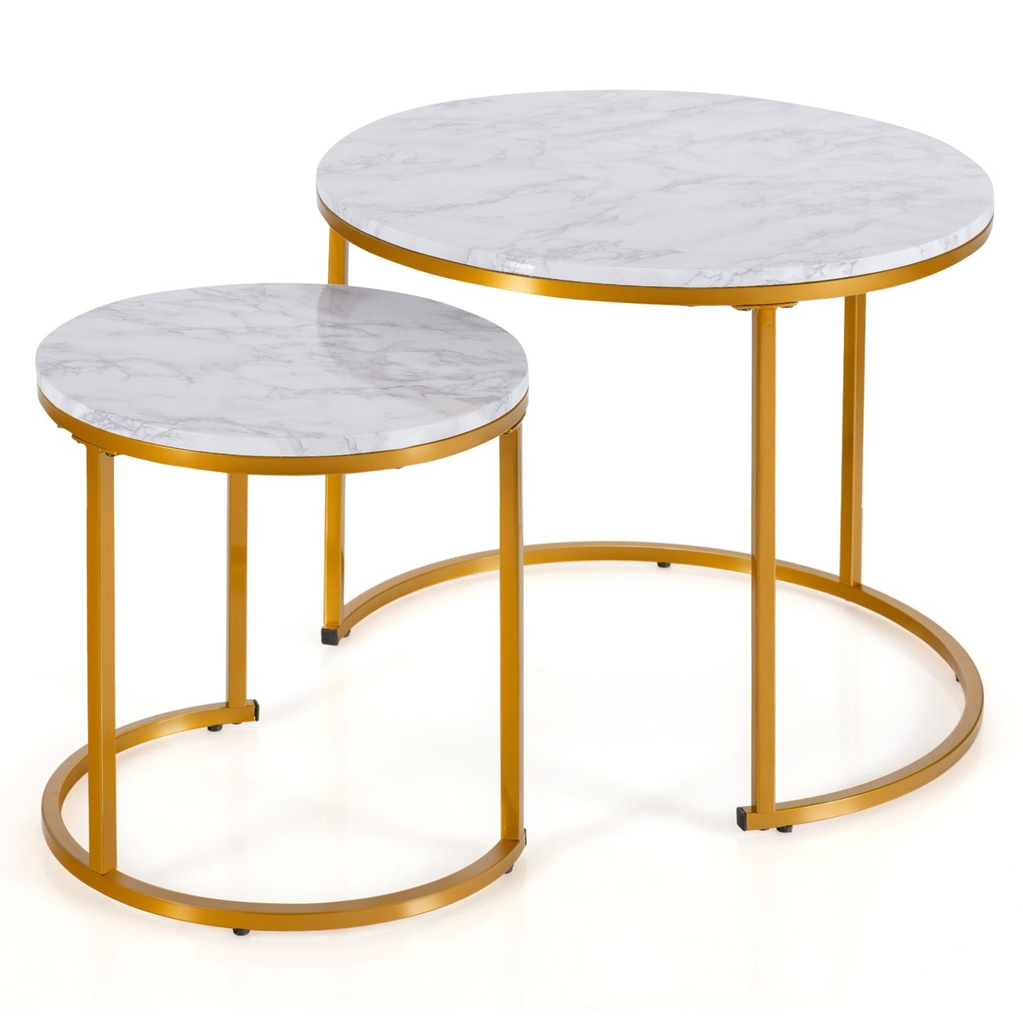 Set of 2 Modern Round Stacking Nesting Coffee Tables, Golden Coffee Tables Golden  at Gallery Canada