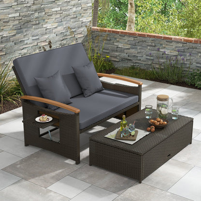 Outdoor Wicker Daybed with Folding Panels and Storage Ottoman, Gray Outdoor Seating & Patio Chairs   at Gallery Canada