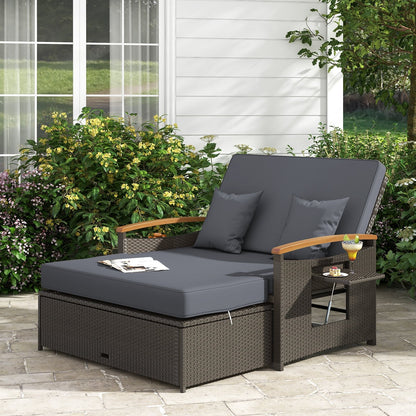 Outdoor Wicker Daybed with Folding Panels and Storage Ottoman, Gray Outdoor Seating & Patio Chairs   at Gallery Canada