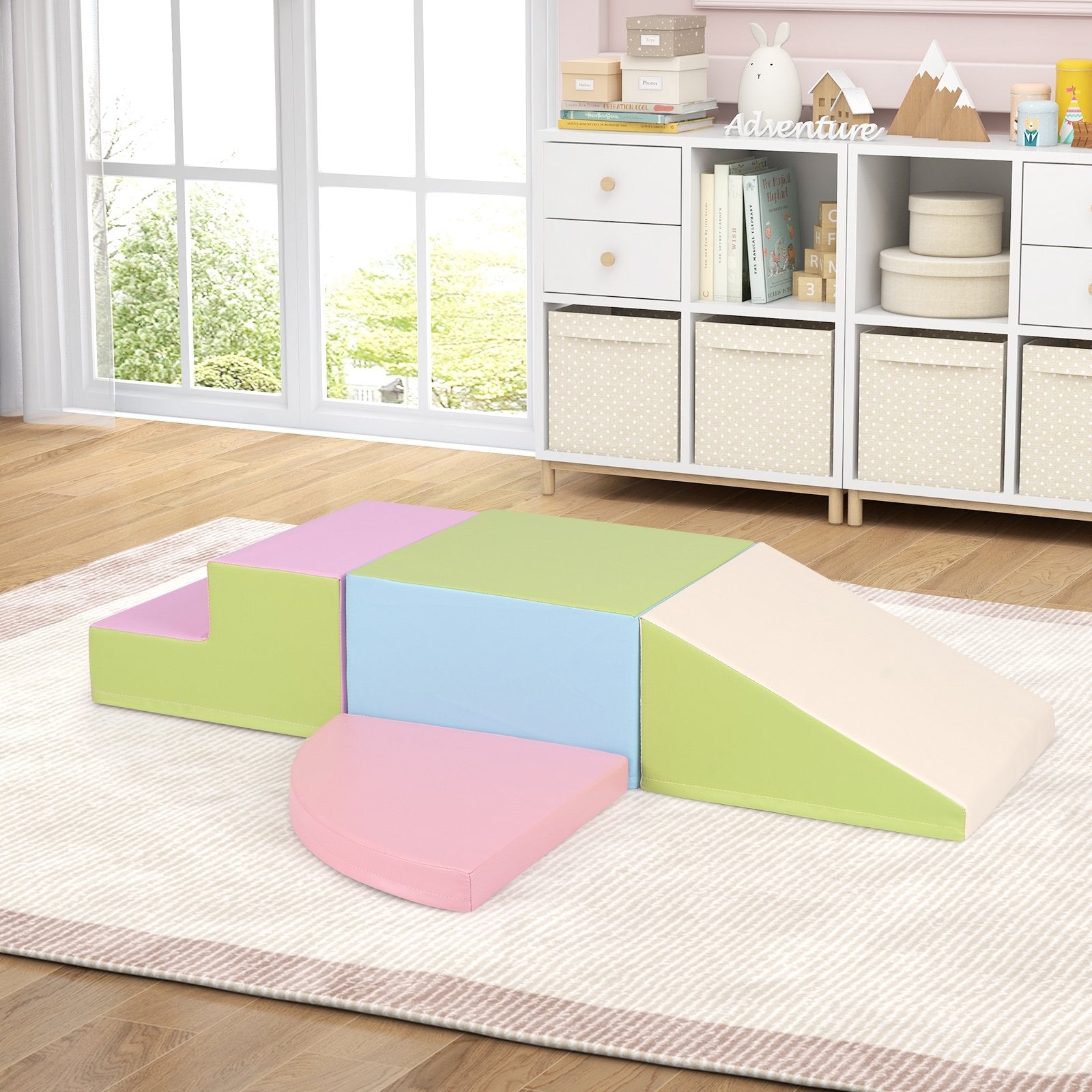 4-Piece Climb and Crawl Foam Block Play Set for Infant Baby, Pink Baby Gyms & Playmats   at Gallery Canada