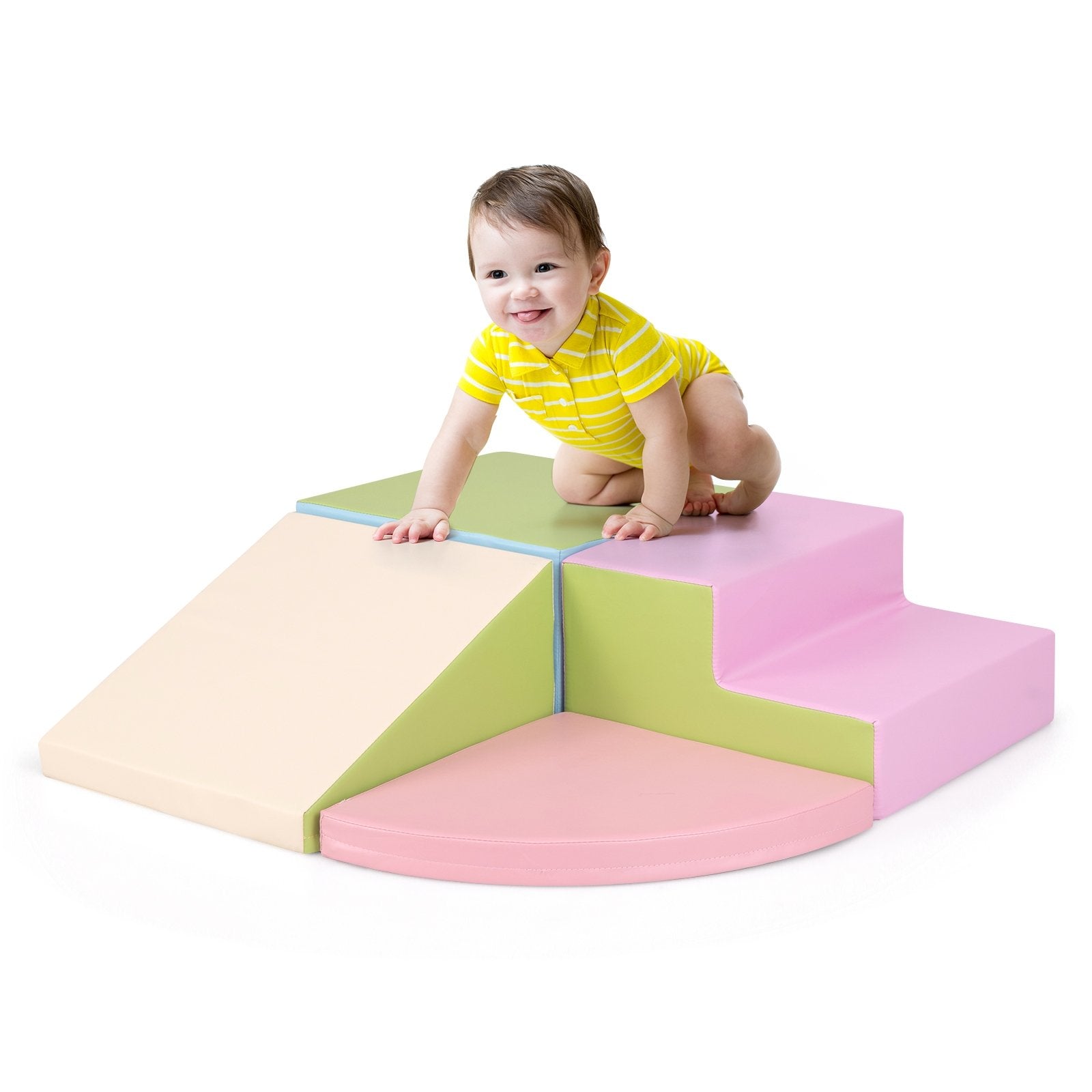 4-Piece Climb and Crawl Foam Block Play Set for Infant Baby, Pink Baby Gyms & Playmats   at Gallery Canada