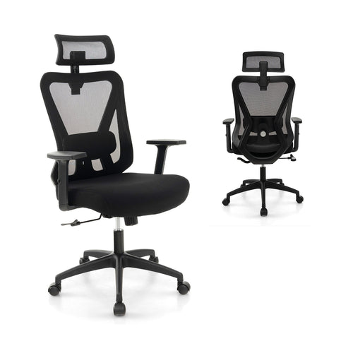 Mesh Ergonomic Office Chair Adjustable Swivel Task Chair with Rocking Backrest, Black