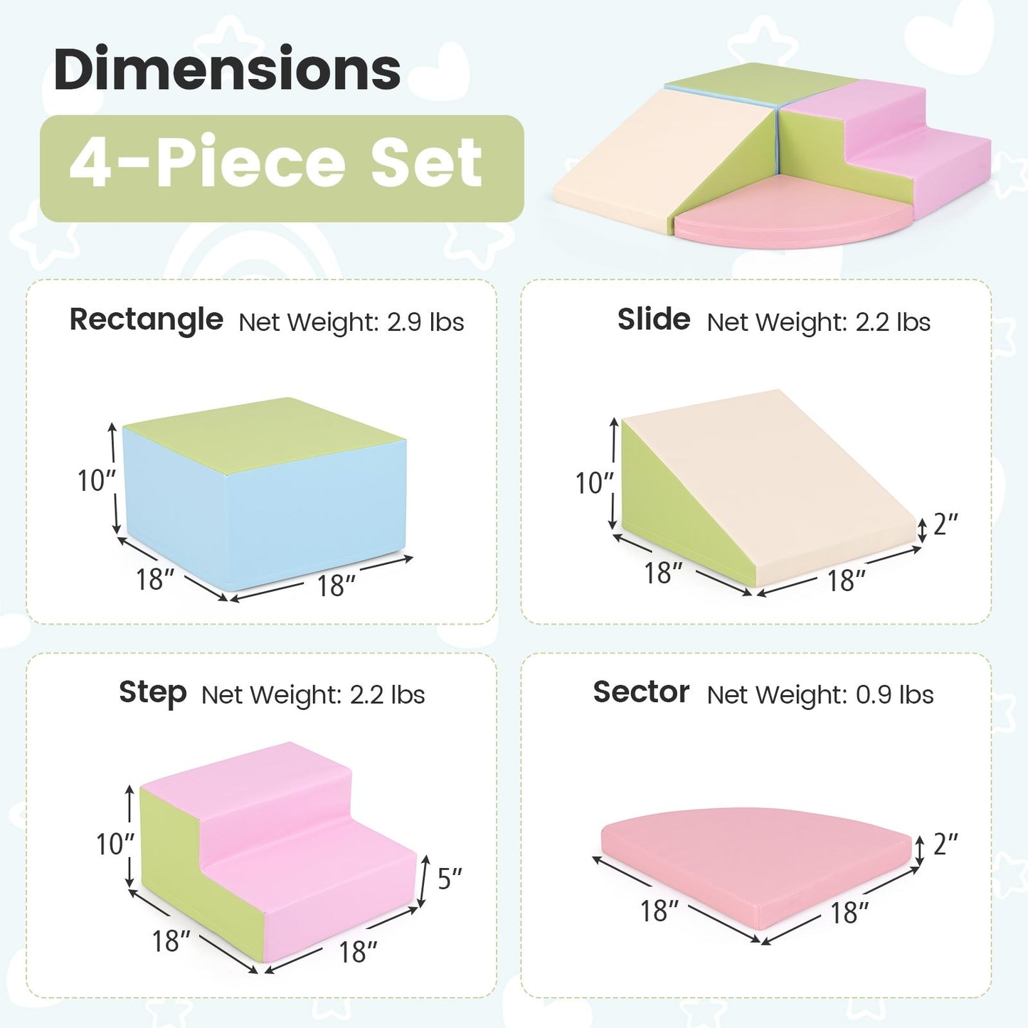 4-Piece Climb and Crawl Foam Block Play Set for Infant Baby, Pink Baby Gyms & Playmats   at Gallery Canada