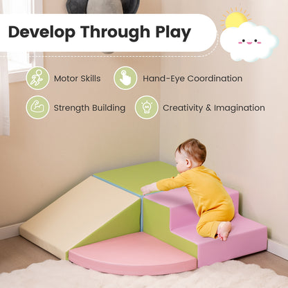 4-Piece Climb and Crawl Foam Block Play Set for Infant Baby, Pink Baby Gyms & Playmats   at Gallery Canada