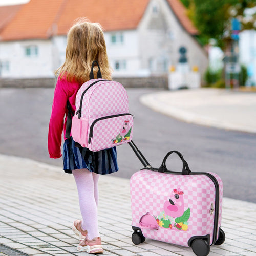 2 Pieces Kid Luggage Set with Spinner Wheels and Aluminum Handle, White & Pink