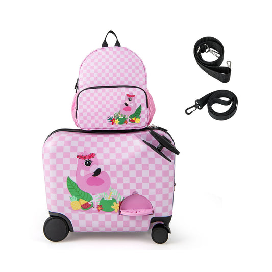 2 Pieces Kid Luggage Set with Spinner Wheels and Aluminum Handle, White & Pink Kids Luggage White & Pink  at Gallery Canada