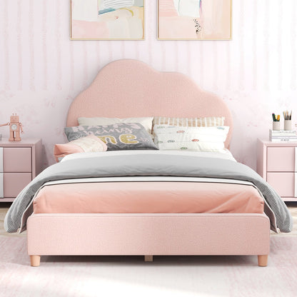 Twin Bed Frame with Height-Adjustable Headboard and Sturdy Wooden Slats, Gradient Pink Toddler Beds   at Gallery Canada