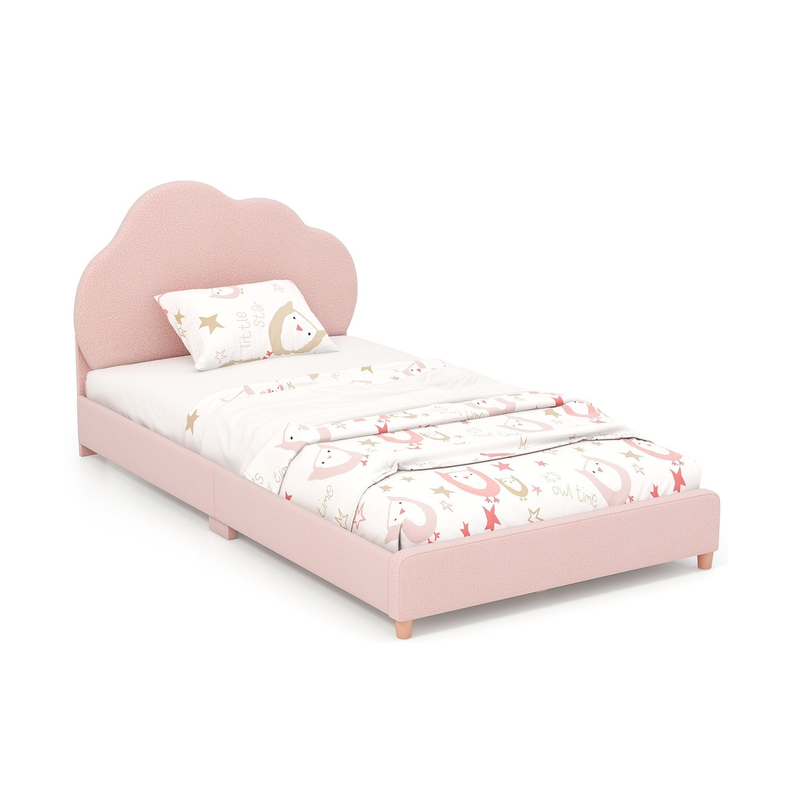 Twin Bed Frame with Height-Adjustable Headboard and Sturdy Wooden Slats, Gradient Pink Toddler Beds   at Gallery Canada