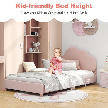 Twin Bed Frame with Height-Adjustable Headboard and Sturdy Wooden Slats, Gradient Pink Toddler Beds   at Gallery Canada