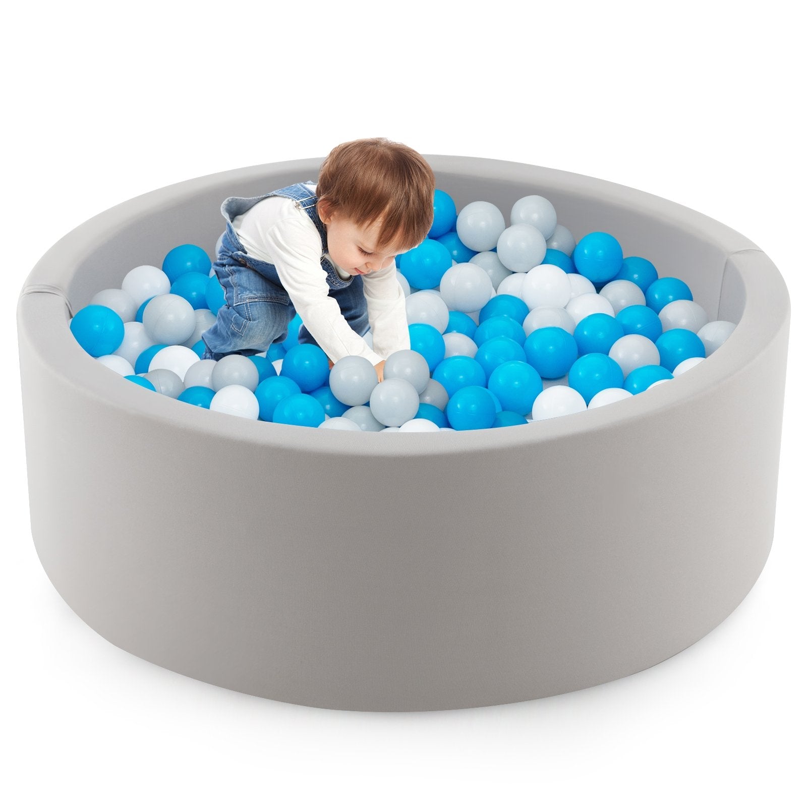 Kiddie Baby Playpen with 200 Ocean Balls and Storage Bag, Gray Baby Playpen & Playards Gray  at Gallery Canada