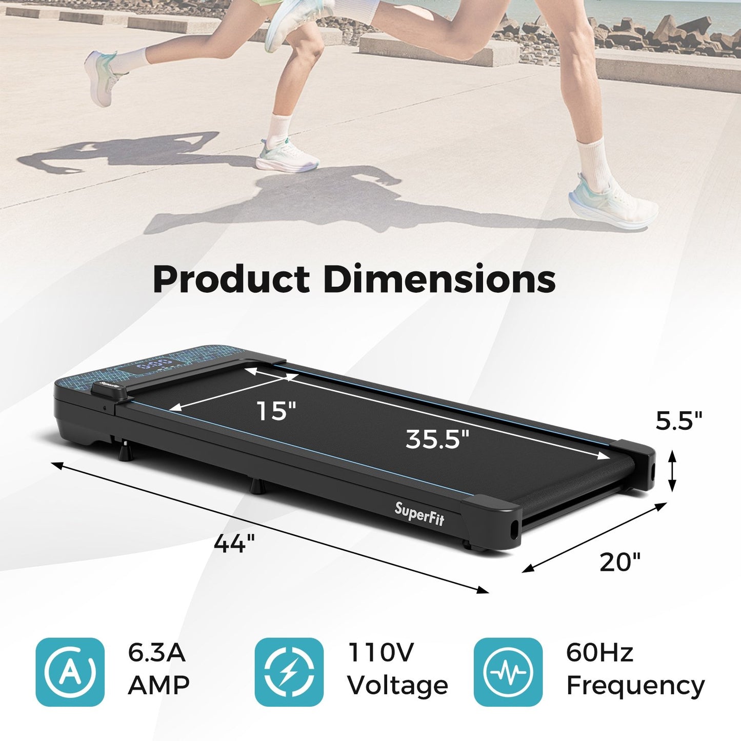 Walking Pad with 300 lbs Weight Capacity and Remote Control for Home, Black Treadmills   at Gallery Canada