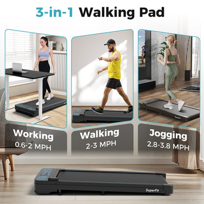 Walking Pad with 300 lbs Weight Capacity and Remote Control for Home, Black Treadmills   at Gallery Canada