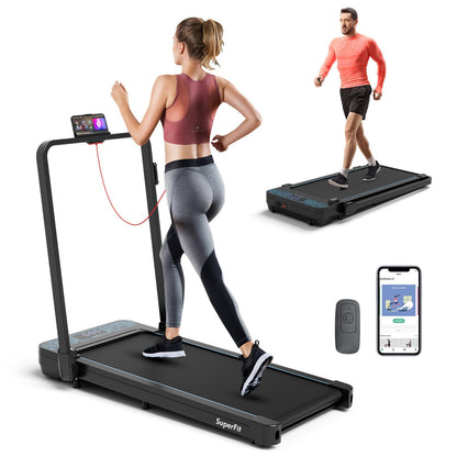 2 in 1 Folding Treadmill with 300 LBS Capacity and Remote Control for Home, Black Treadmills Black  at Gallery Canada