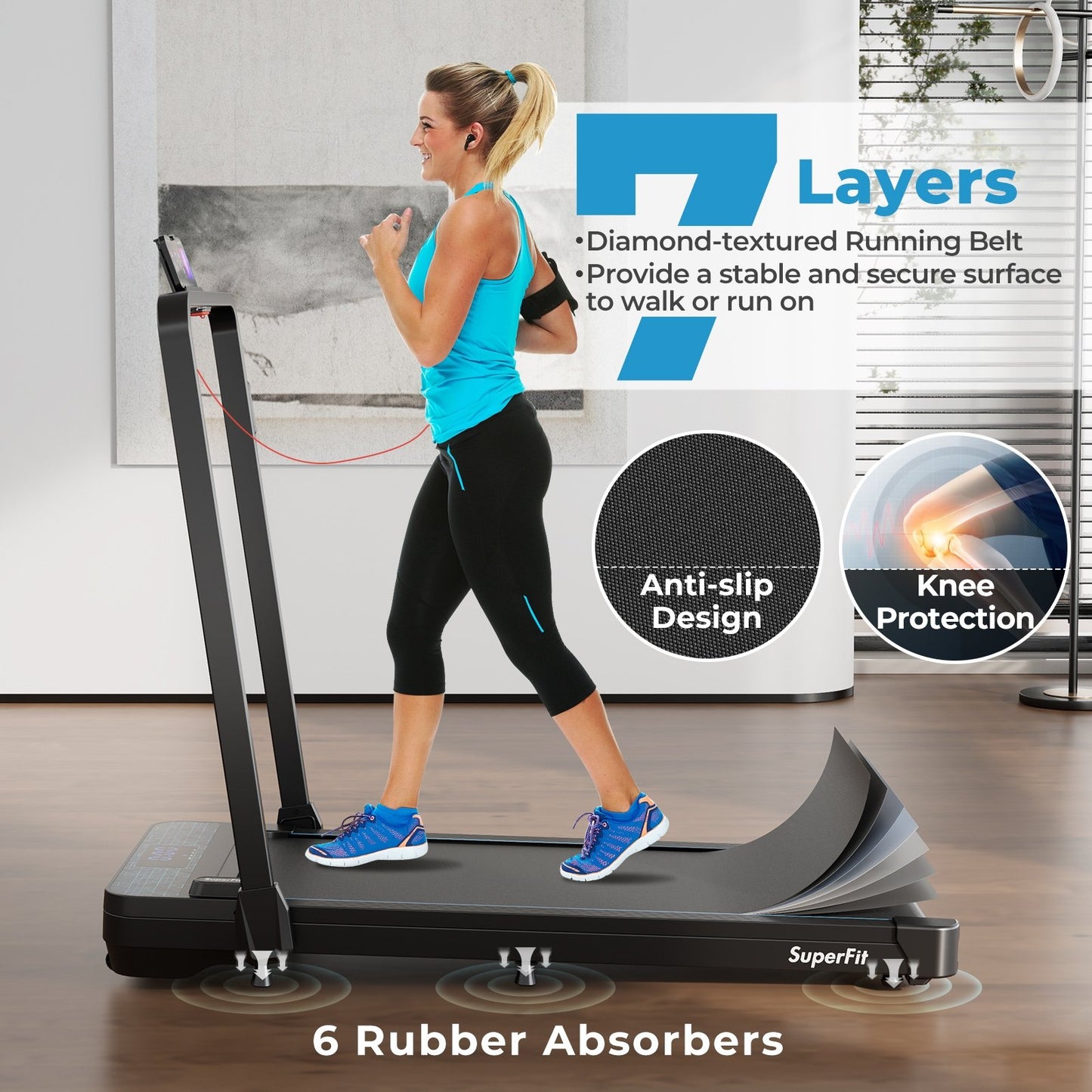 2 in 1 Folding Treadmill with 300 LBS Capacity and Remote Control for Home, Black Treadmills   at Gallery Canada