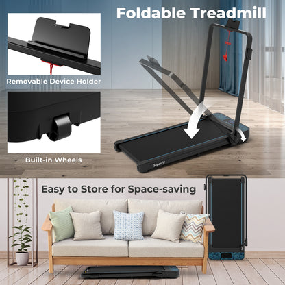 2 in 1 Folding Treadmill with 300 LBS Capacity and Remote Control for Home, Black Treadmills   at Gallery Canada