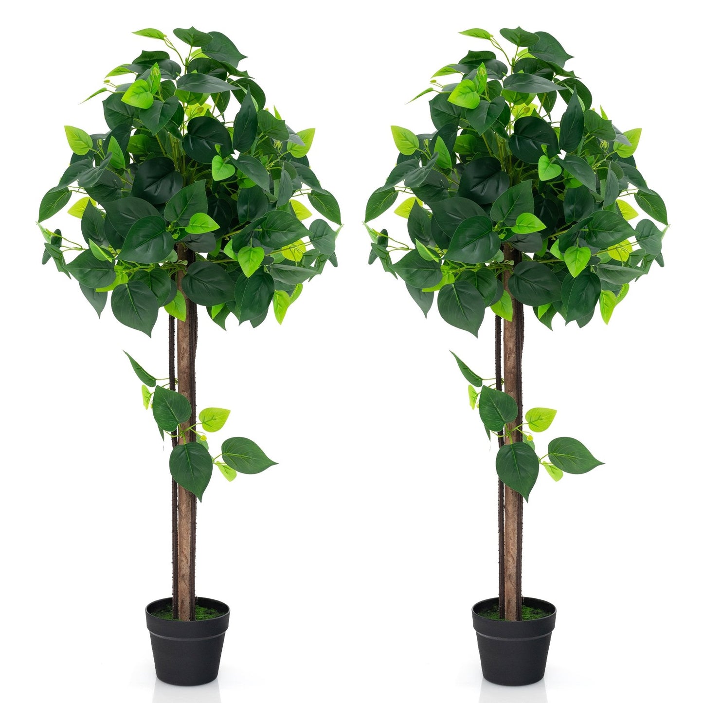 45 Inches Artificial Hydrangea Tree with Real Wood Trunk and Realistic Hydrangea Leaves, Green Faux Plants   at Gallery Canada