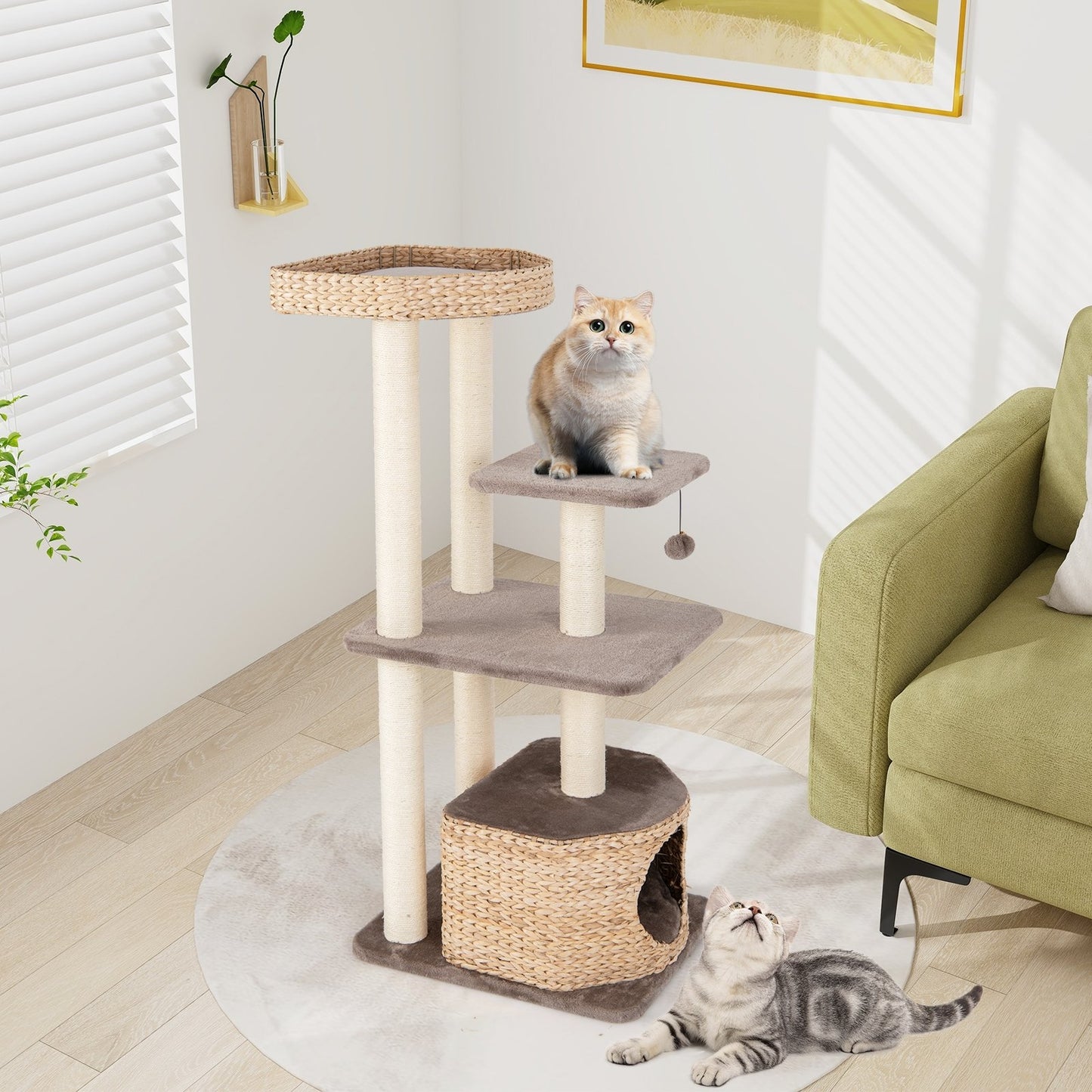 4 Layer Cat Tower with Scratching Posts Condo and Washable Cushions, Coffee Cat Trees Condos & Scratchers   at Gallery Canada