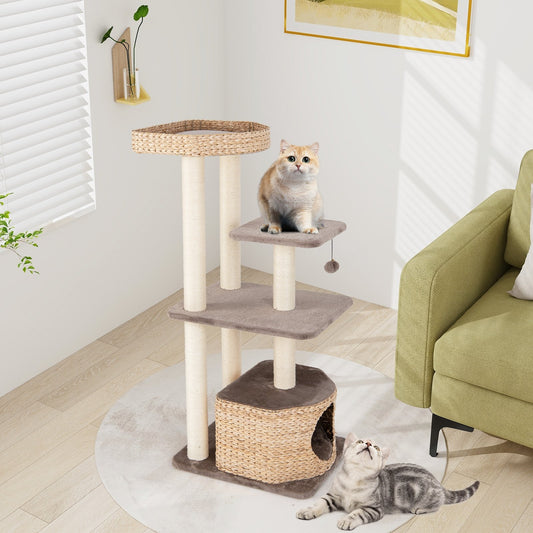 4 Layer Cat Tower with Scratching Posts Condo and Washable Cushions, Coffee Cat Trees Condos & Scratchers Coffee  at Gallery Canada