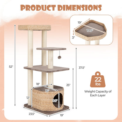 4 Layer Cat Tower with Scratching Posts Condo and Washable Cushions, Coffee Cat Trees Condos & Scratchers   at Gallery Canada