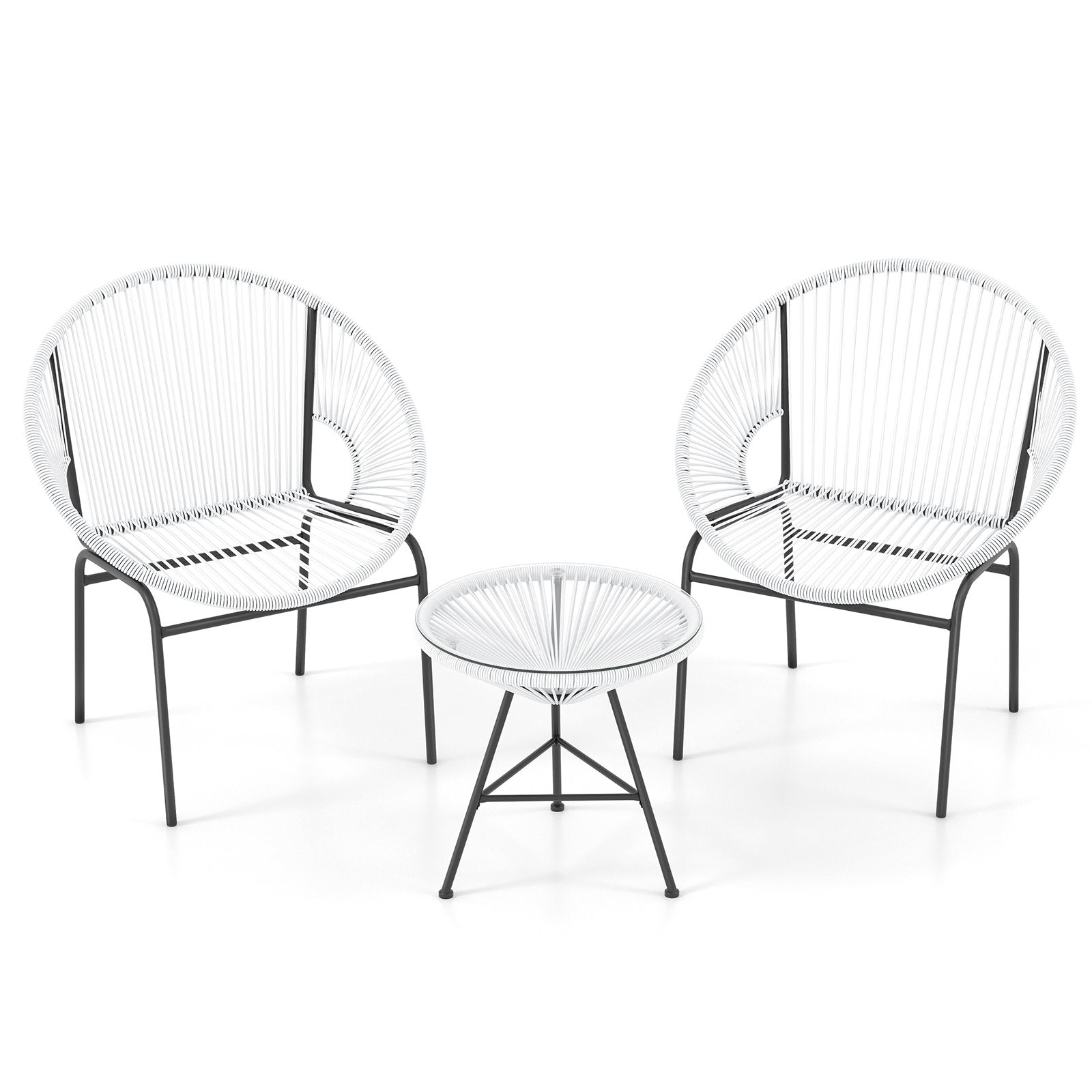 3 Pieces Patio Acapulco Furniture Bistro Set with Glass Table, White Patio Conversation Sets   at Gallery Canada