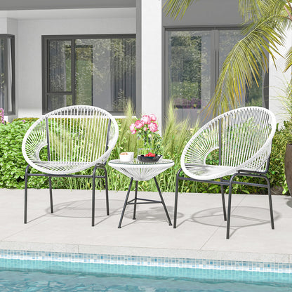 3 Pieces Patio Acapulco Furniture Bistro Set with Glass Table, White Patio Conversation Sets   at Gallery Canada