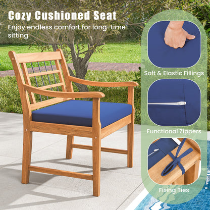 3 Piece Wood Patio Furniture Set with Seat Cushions and Acacia Wood Frame, Navy Patio Conversation Sets   at Gallery Canada