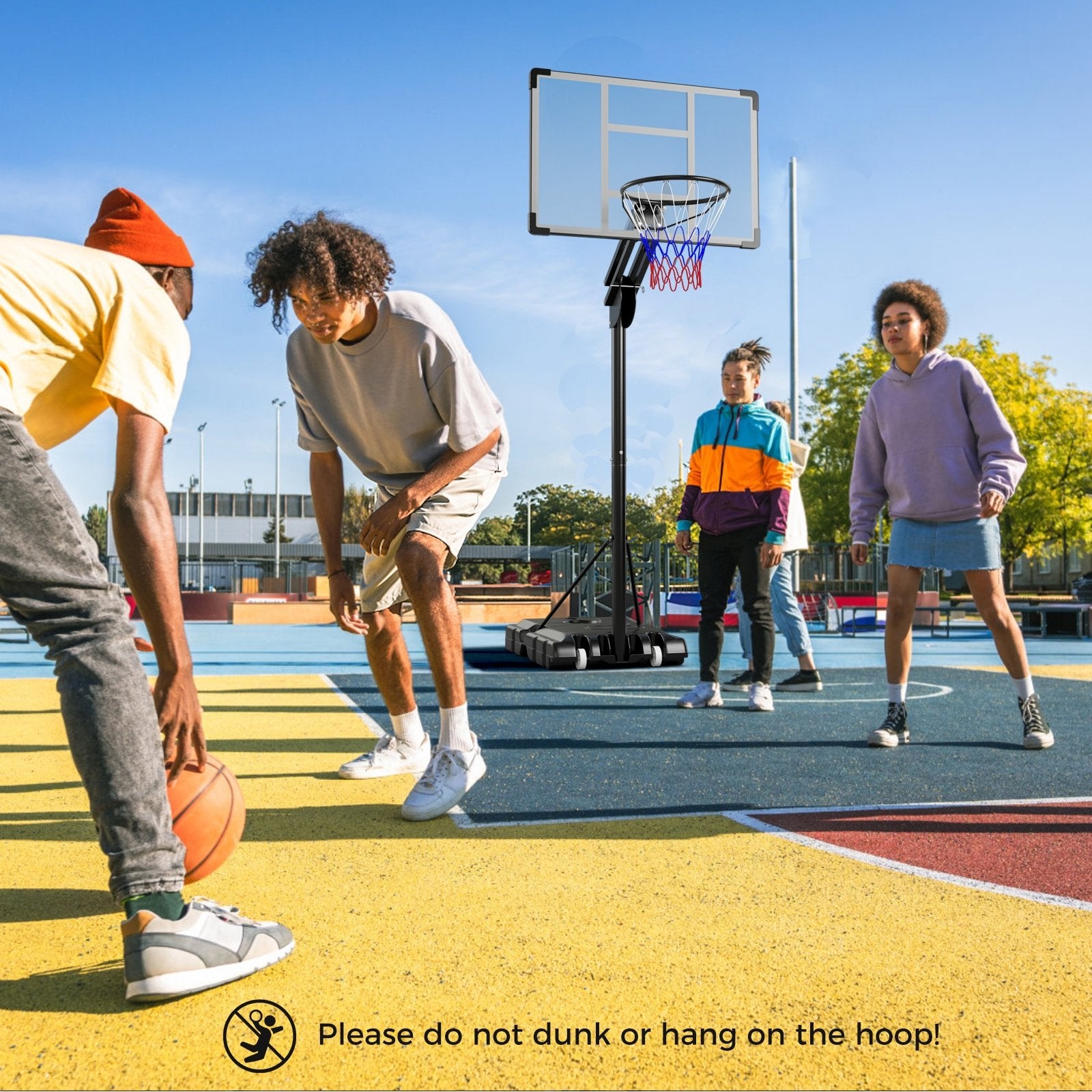 4.9-10 Feet Adjustable Basketball Hoop with Shatterproof Backboard Sport Equipments   at Gallery Canada