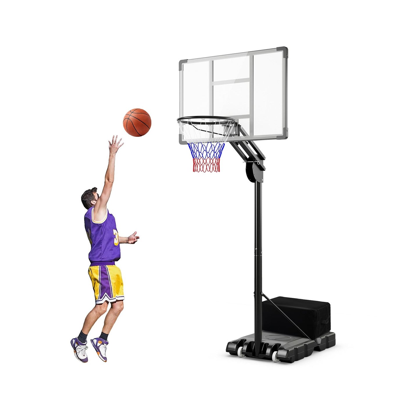 4.9-10 Feet Adjustable Basketball Hoop with Shatterproof Backboard Sport Equipments Options  at Gallery Canada