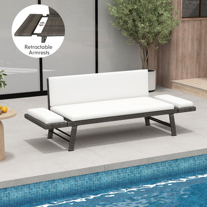 Outdoor Convertible Sofa Daybed with Adjustable Armrests for Balcony, Off White Patio Conversation Sets   at Gallery Canada