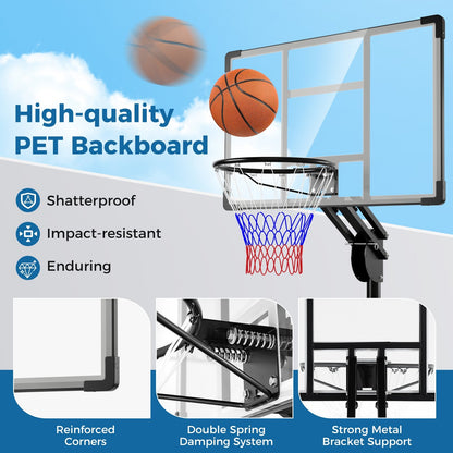 4.9-10 Feet Adjustable Basketball Hoop with Shatterproof Backboard Sport Equipments   at Gallery Canada