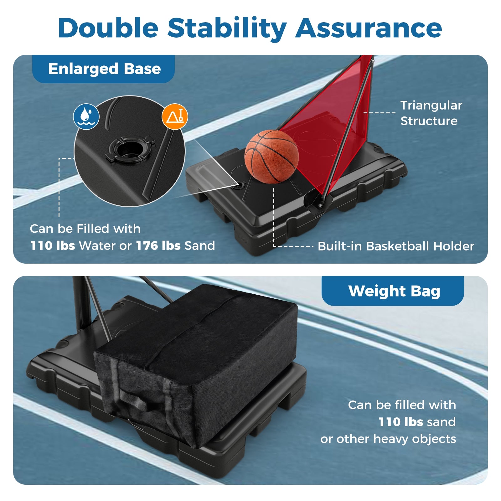 4.9-10 Feet Adjustable Basketball Hoop with Shatterproof Backboard Sport Equipments   at Gallery Canada