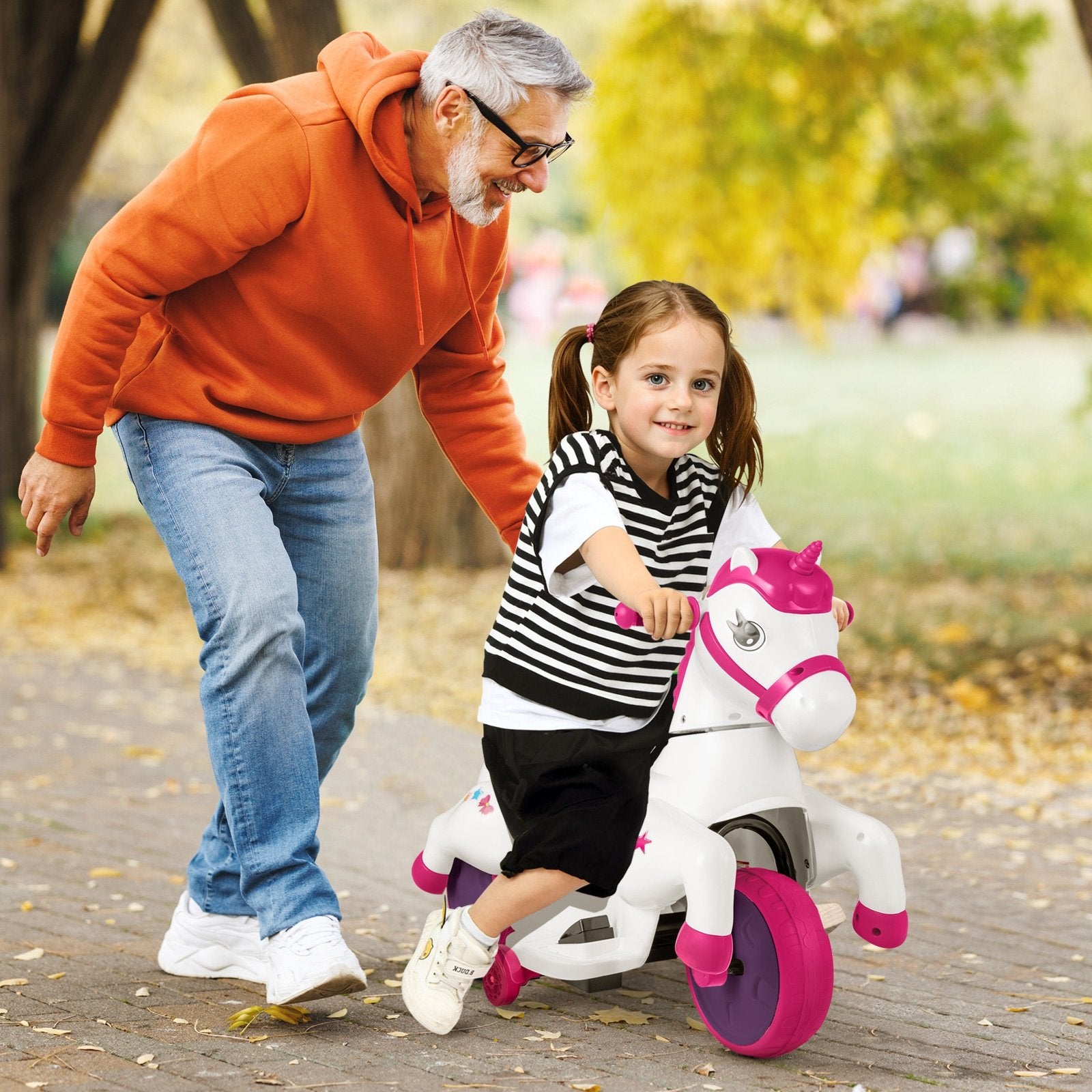 12V Unicorn Ride on Toy with Training Wheels and Horse Riding Mode, Dark Red Powered Ride On Toys   at Gallery Canada