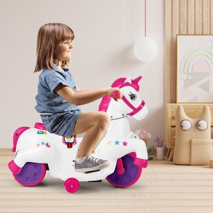 12V Unicorn Ride on Toy with Training Wheels and Horse Riding Mode, Dark Red Powered Ride On Toys   at Gallery Canada