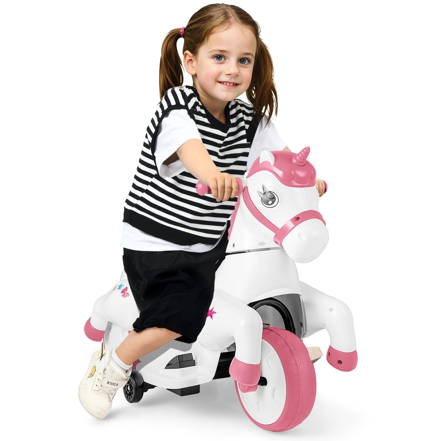 12V Unicorn Ride on Toy with Training Wheels and Horse Riding Mode, Pink Powered Ride On Toys   at Gallery Canada