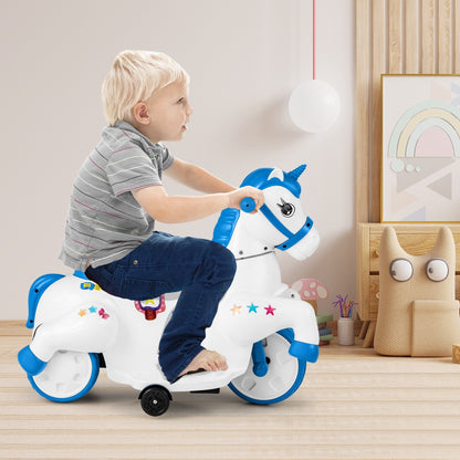 12V Unicorn Ride on Toy with Training Wheels and Horse Riding Mode, Navy Powered Ride On Toys   at Gallery Canada