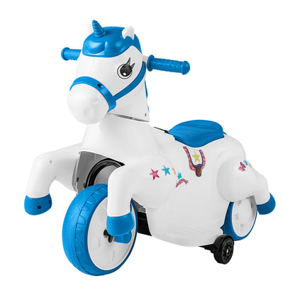 12V Unicorn Ride on Toy with Training Wheels and Horse Riding Mode, Navy Powered Ride On Toys Navy  at Gallery Canada