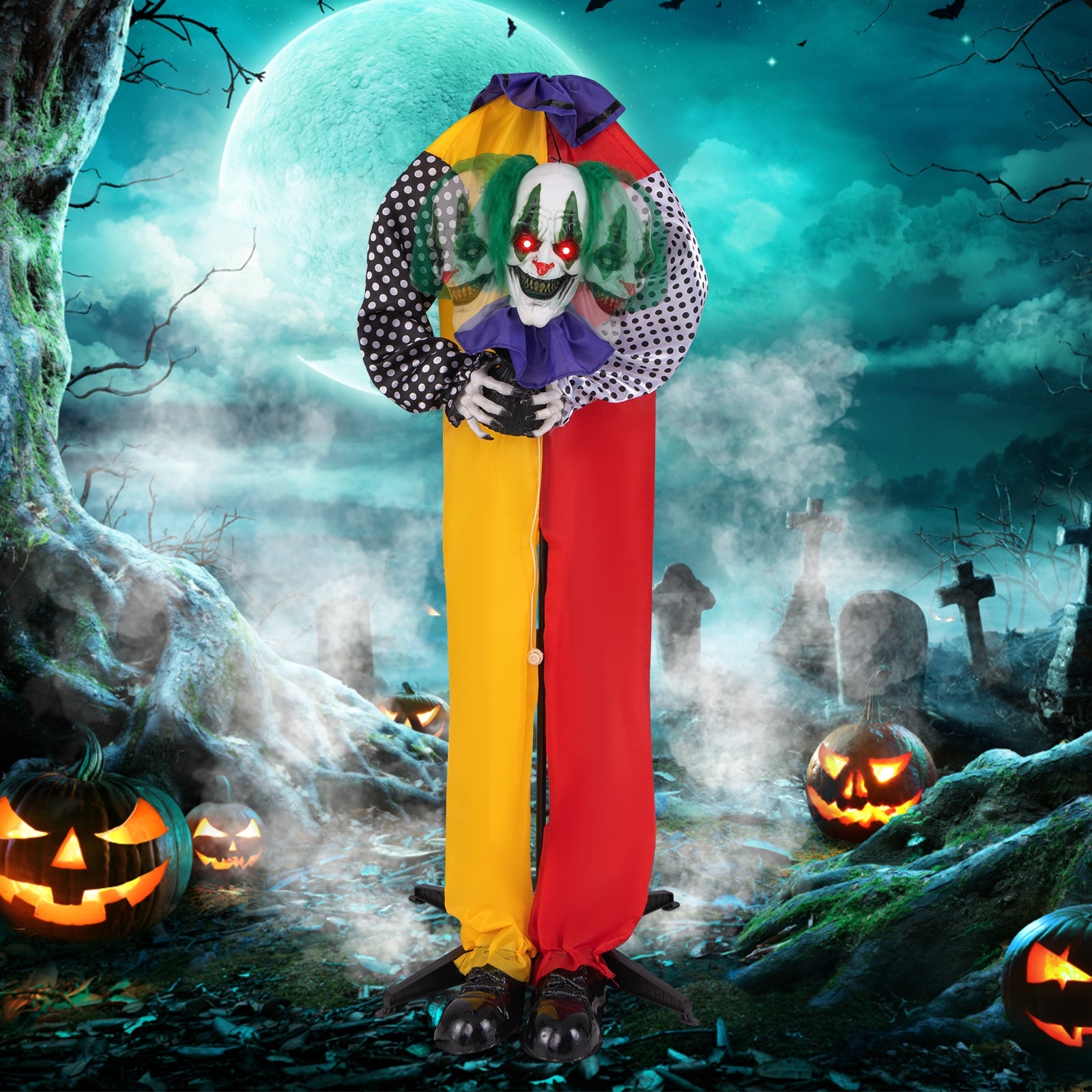 4.5FT Grins Animatronic Clown with Pre-Recorded Phrases and LED Eyes Halloween   at Gallery Canada