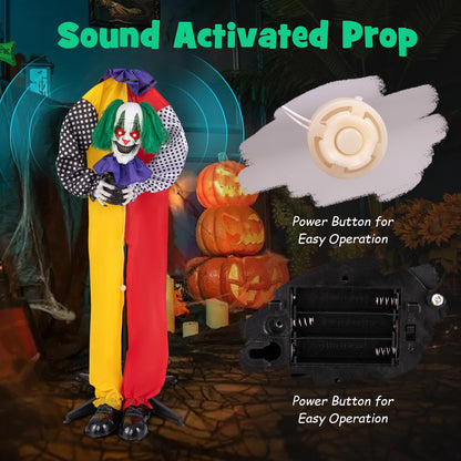 4.5FT Grins Animatronic Clown with Pre-Recorded Phrases and LED Eyes Halloween   at Gallery Canada