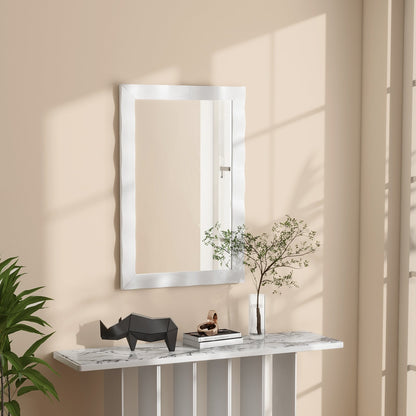 41.5 x 28 inches Farmhouse Wall Mirror with Solid Wood Frame, White Wall Mirrors   at Gallery Canada