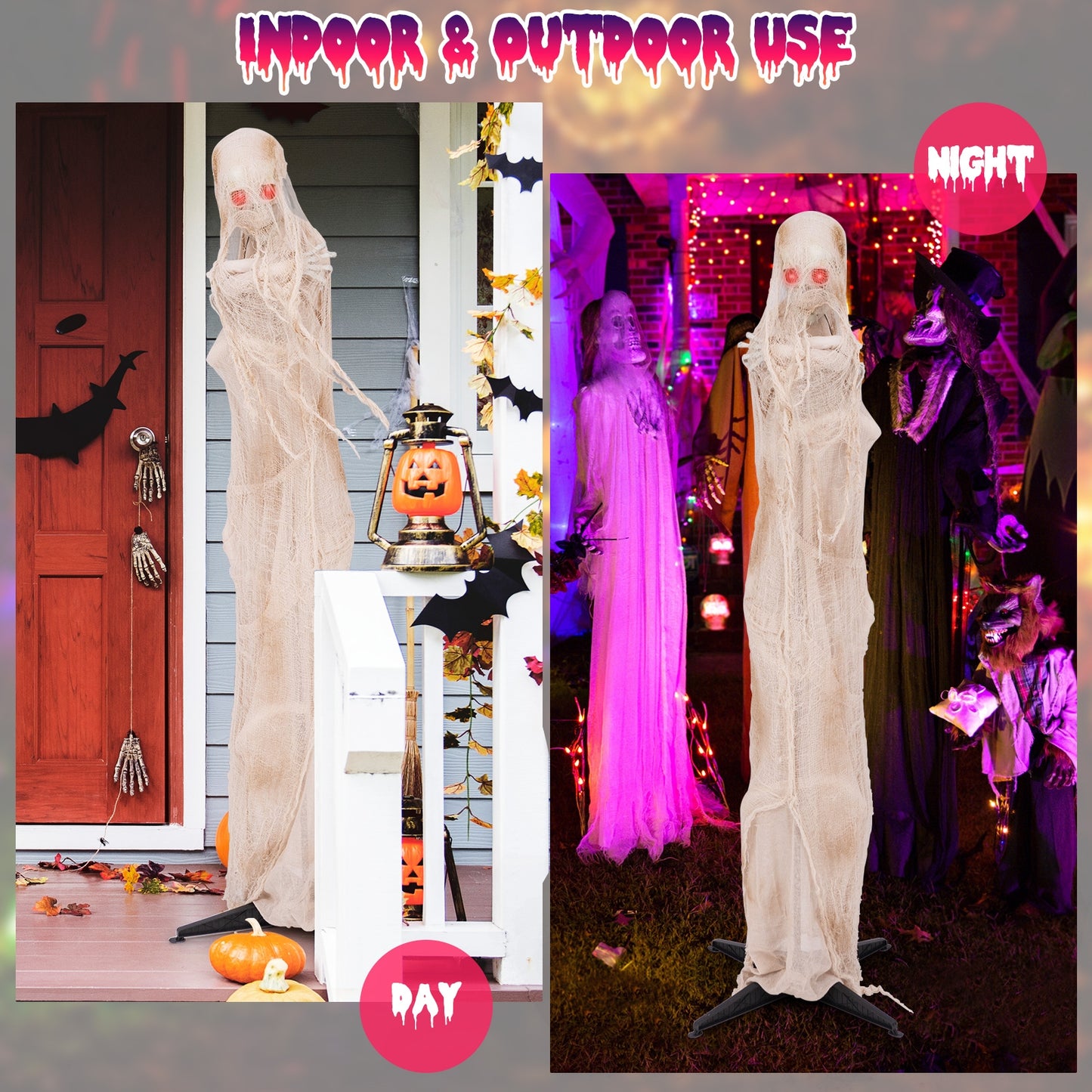 6FT Halloween Animated Standing Mummy with LED Red Glowing Eyes Halloween   at Gallery Canada