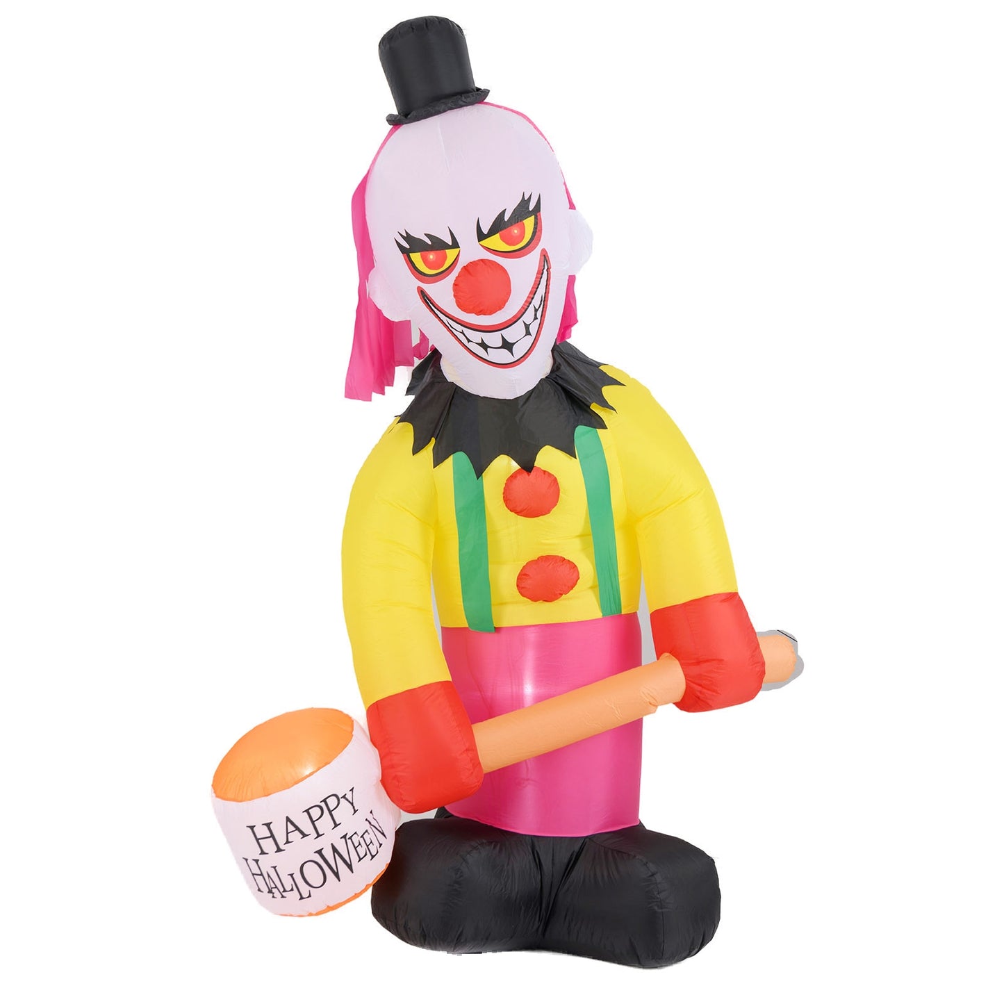 5.9 x 7.9 FT Inflatable Halloween Head Turning Clown with Hammer and Flashing Eyes, Multicolor Halloween Multicolor  at Gallery Canada