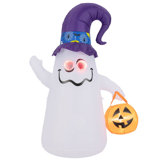 6 Ft Halloween Inflatables Cute Ghost with Dimming Infinity Mirror Light, White Halloween White  at Gallery Canada