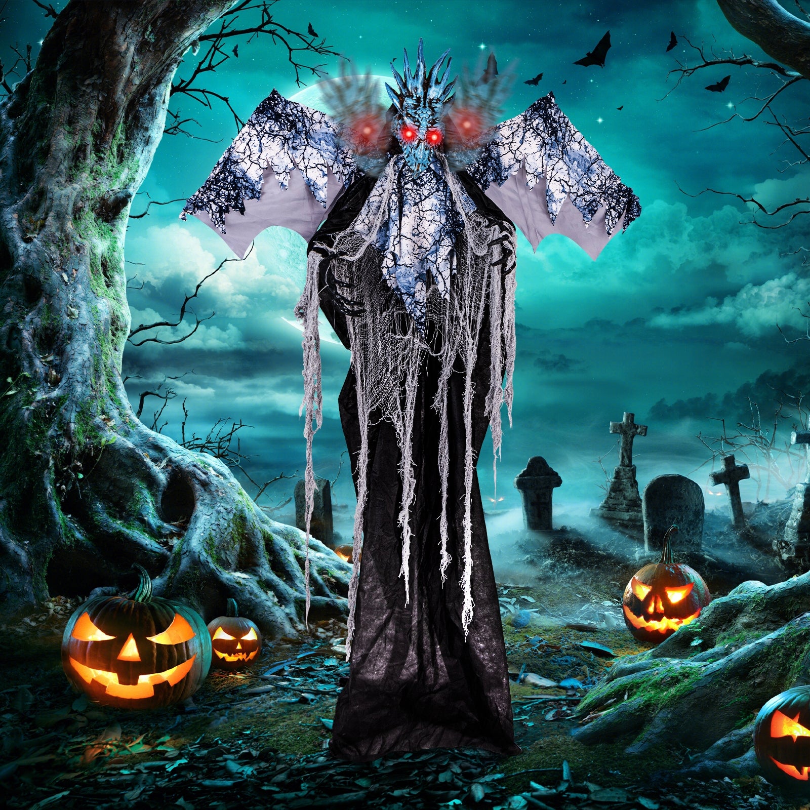 6ft Halloween Animatronic Decoration with Light Up Eyes Posable Wings and Arms Halloween   at Gallery Canada