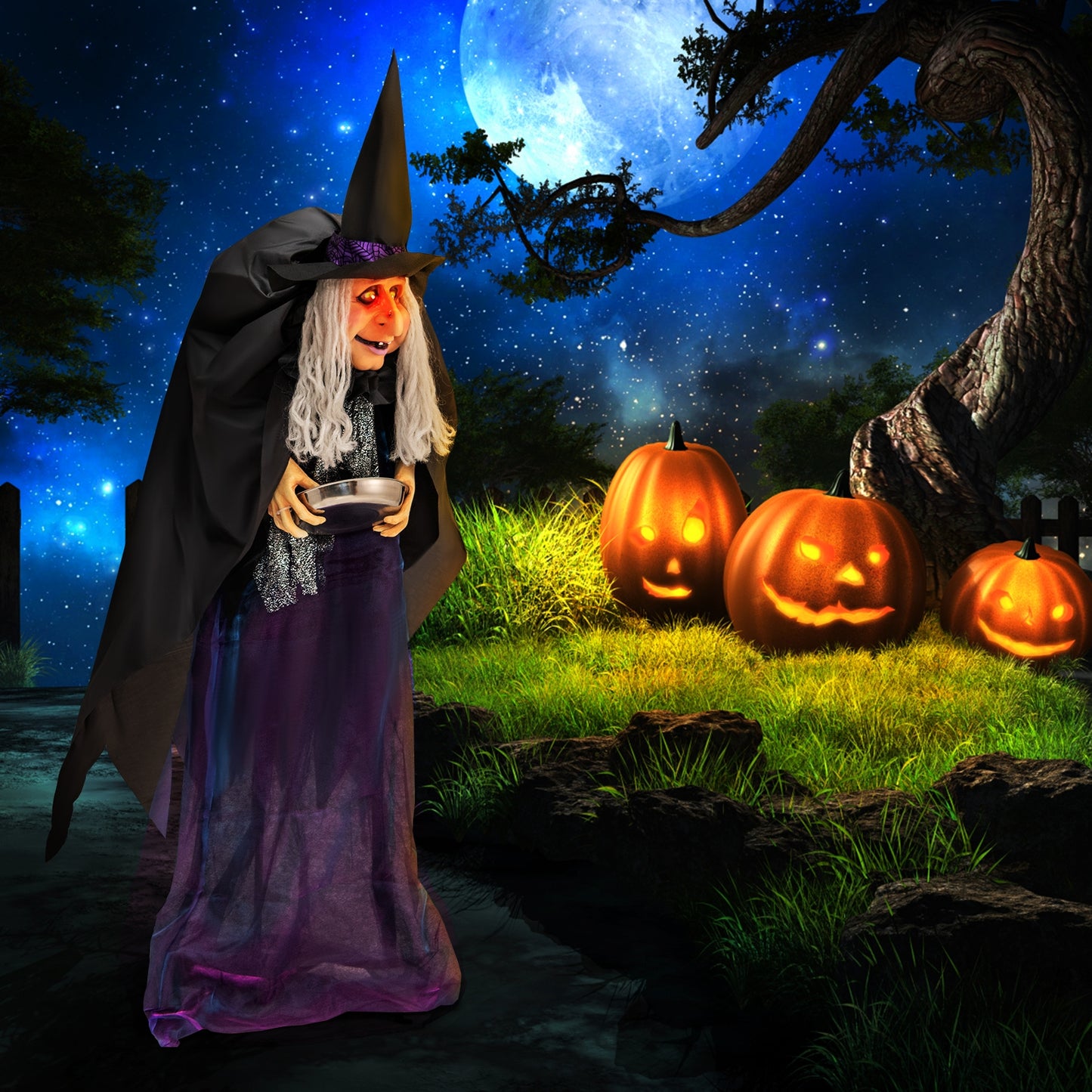 Giant Halloween Witch Decoration with LED Lights Widened Base Sound Halloween   at Gallery Canada