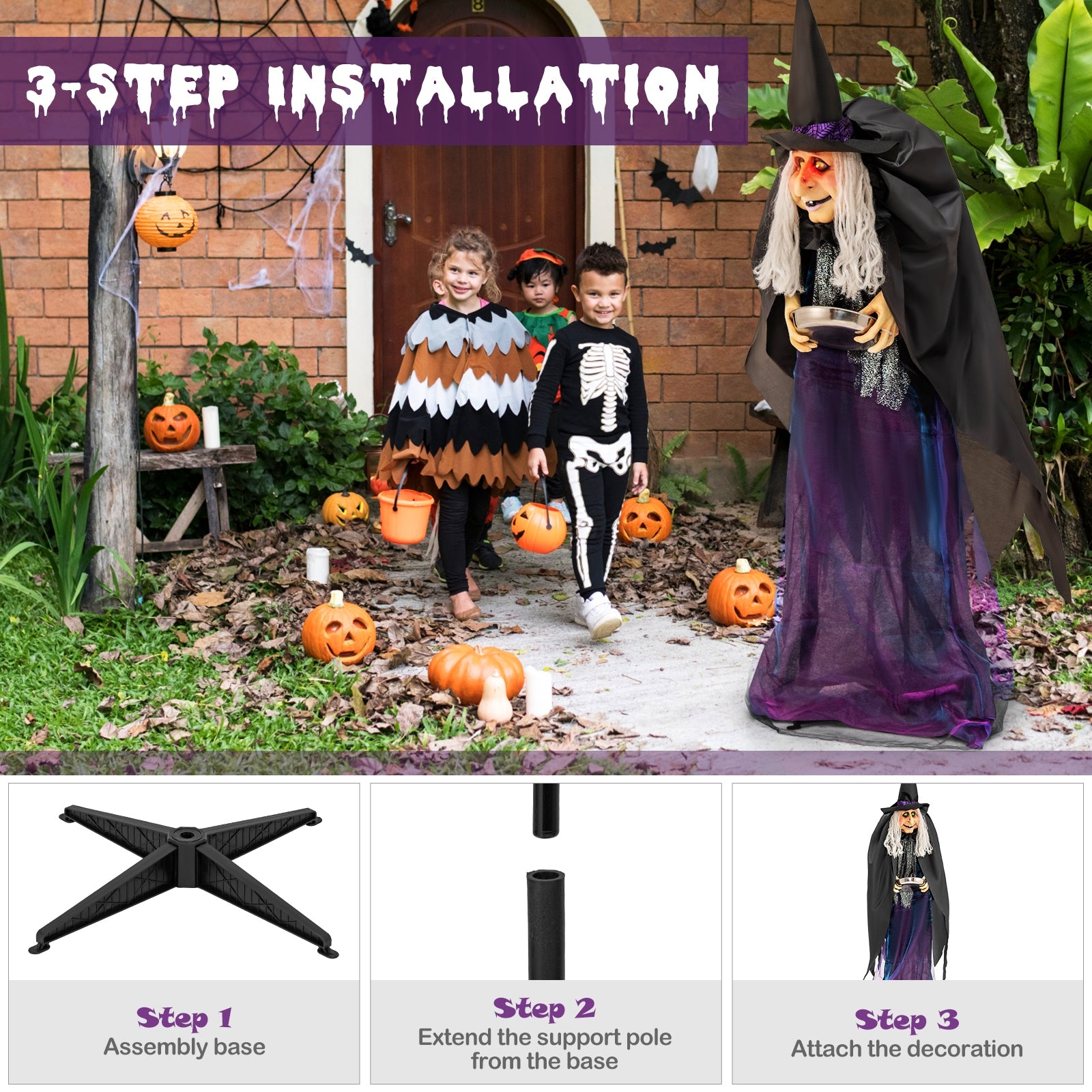 Giant Halloween Witch Decoration with LED Lights Widened Base Sound Halloween   at Gallery Canada