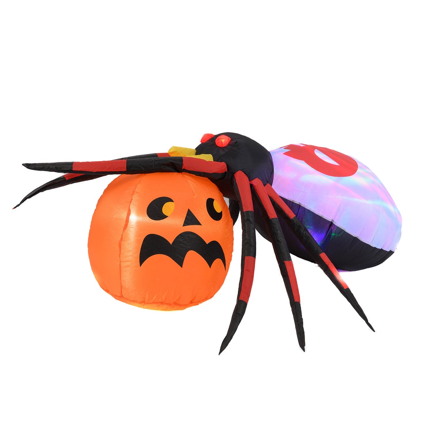 4.9 x 4.6 Feet Inflatable Spider with Pumpkin and Rotating Light, Multicolor Halloween Multicolor  at Gallery Canada