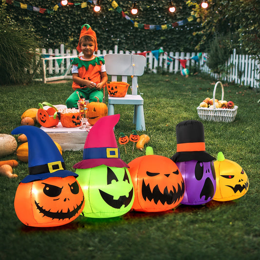 9 Feet Inflatable Pumpkin Patch Family with Built-in LED Lights and Witch Hats, Multicolor Halloween Multicolor  at Gallery Canada