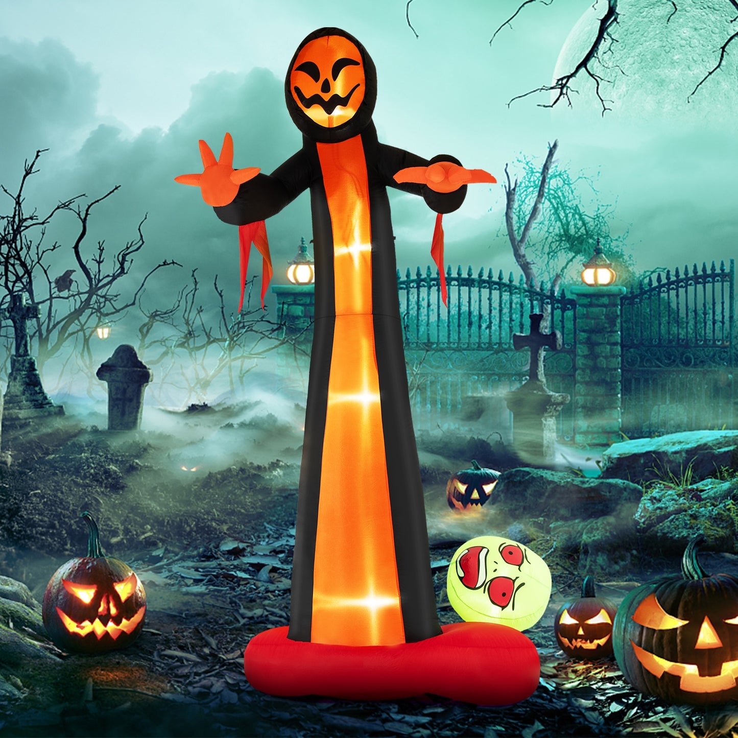 12 Feet Inflatable Grim Reaper Ghost with Built-in LED Lights and Scary Skull, Multicolor Halloween   at Gallery Canada