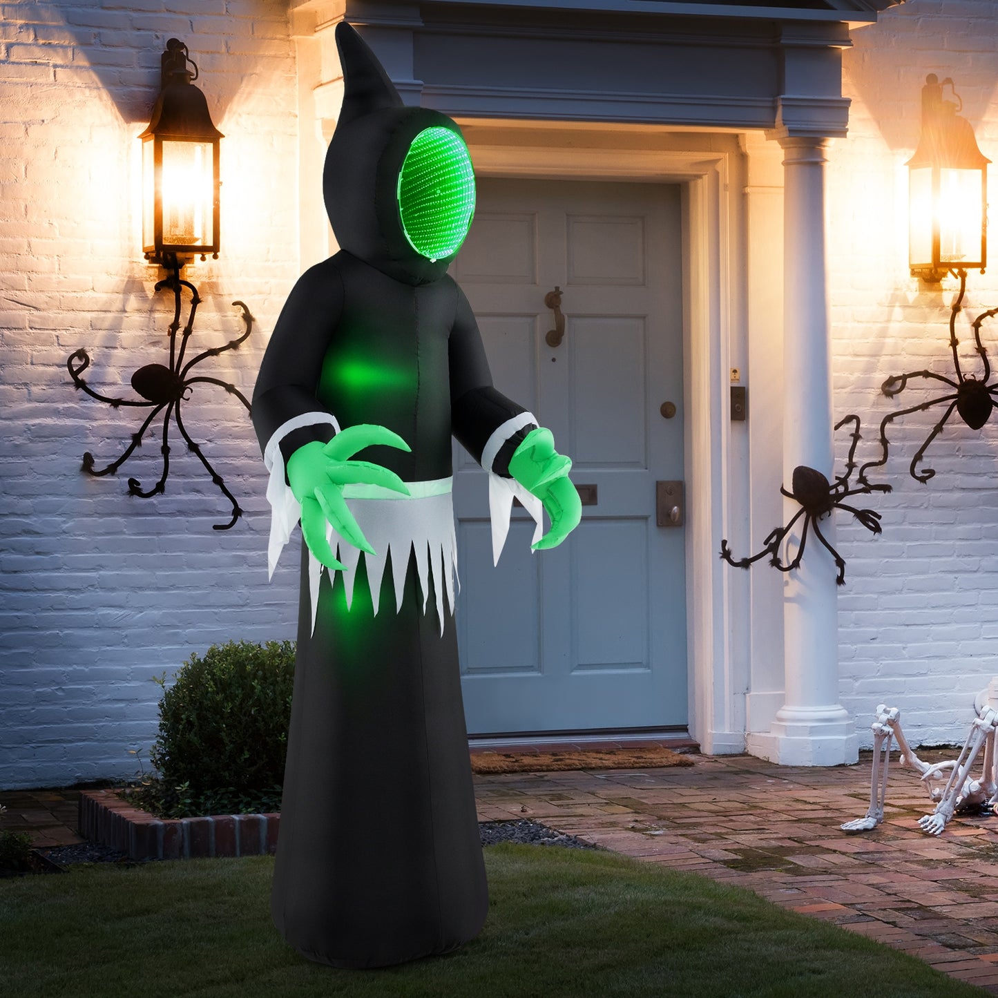 8 Feet Giant Halloween Inflatable Ghost with Built-in LED Lights and Mirror Face, Black & Green Halloween   at Gallery Canada